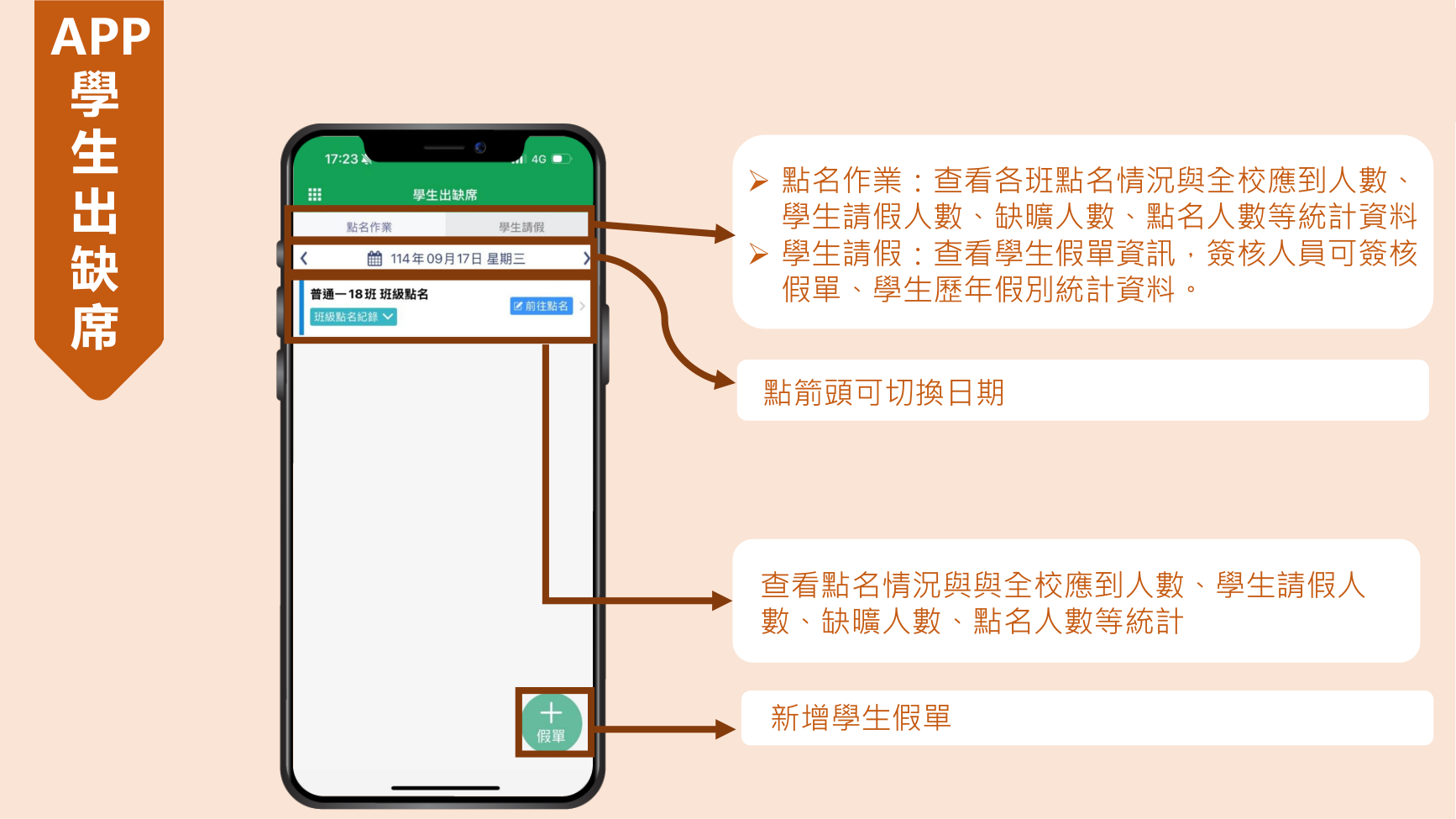 學生出缺席主畫面